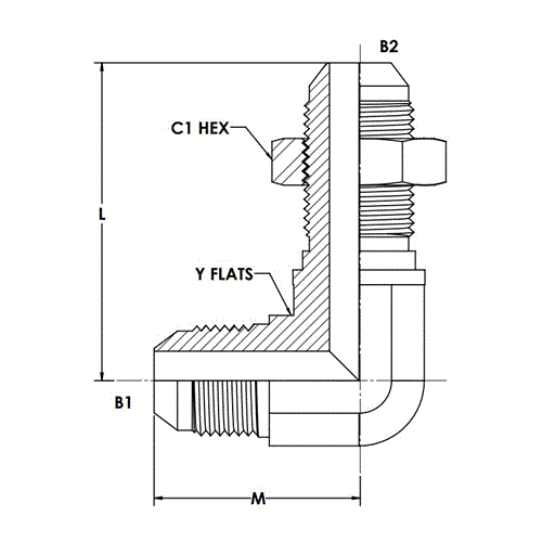 10MJ-10MJ BLKHD 90? ELB WITH LOCK NUT ST