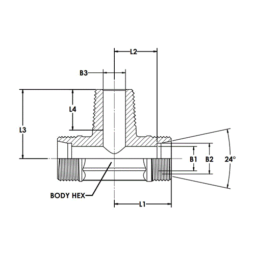 S12MBT-S12MBT-08MP TEE W/O NUT & SLEEVE 