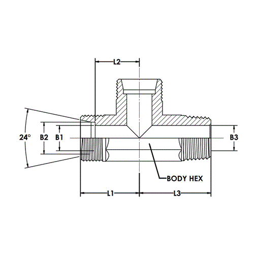 S10MBT-06MP-S10MBT TEE W/O NUT & SLEEVE 