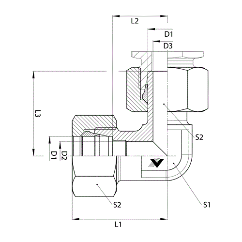 S30MBT-S30FMSP 90? W/O TUBE NUT & SLEEVE