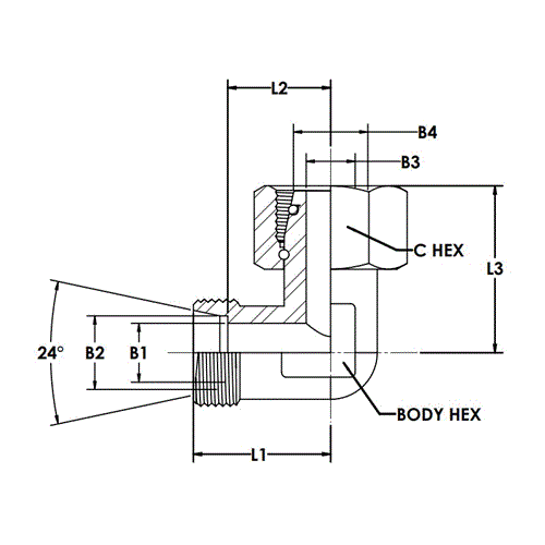 L15MBT-L15FMS 90? W/O TUBE NUT & SLEEVE 