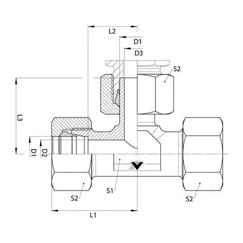 L10MBT-L10MBT-L10FMSP TEE W/O NUT & SLEE