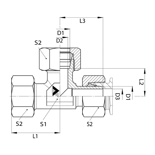 S25MBT-S25FMSP-S25MBT TEE W/O NUT &SLEEV