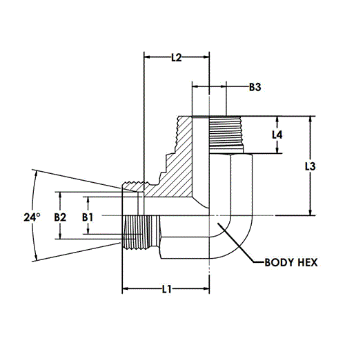 E04MBT-06MMT 90? W/O TUBE NUT & SLEEVE S