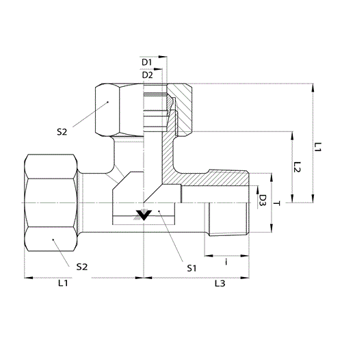 L10MBT-14MMT-L10MBT TEE W/O NUT & SLEEVE