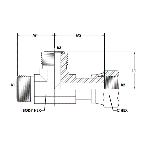 04MFS-04FFSS-04MFS SWIVEL RUN TEE FORGED